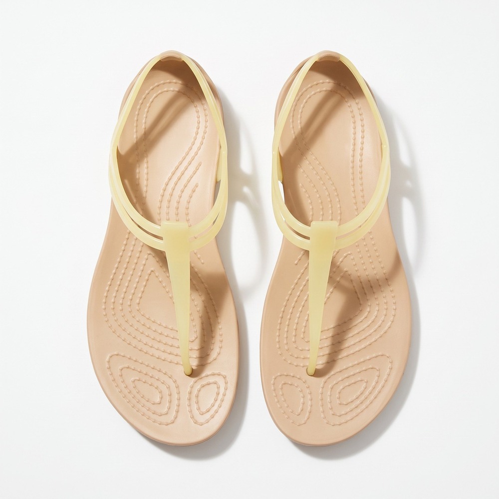 Crocs Isabella Yellow T-Strap Sandals Womens 10 Casual Coastal Summer Beach